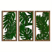Kit com 3 Quadros de Parede em Madeira Estilo Boho – Arte Botânica