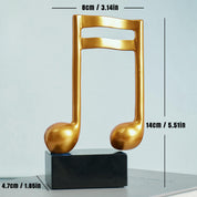 Escultura Decorativa de Nota Musical em Resina Dourada