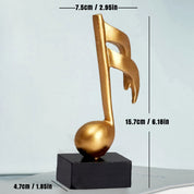 Escultura Decorativa de Nota Musical em Resina Dourada