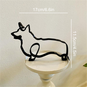 Escultura Minimalista de Animal em Arame de Ferro – Gato, Corgi, Chihuahua e Bulldog