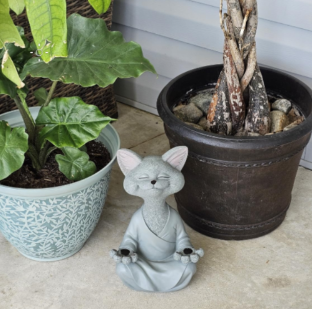 Estátua Decorativa de Gato Meditando – Paz e Serenidade para seu Lar