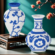 Vaso de Porcelana Chinesa DIY em Blocos de Construção – Azul e Branco 28cm