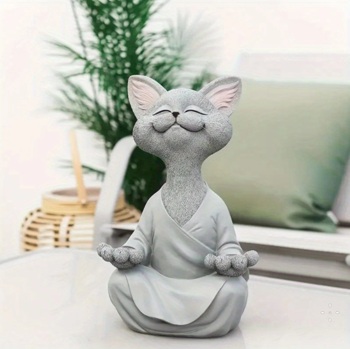 Estátua Decorativa de Gato Meditando – Paz e Serenidade para seu Lar