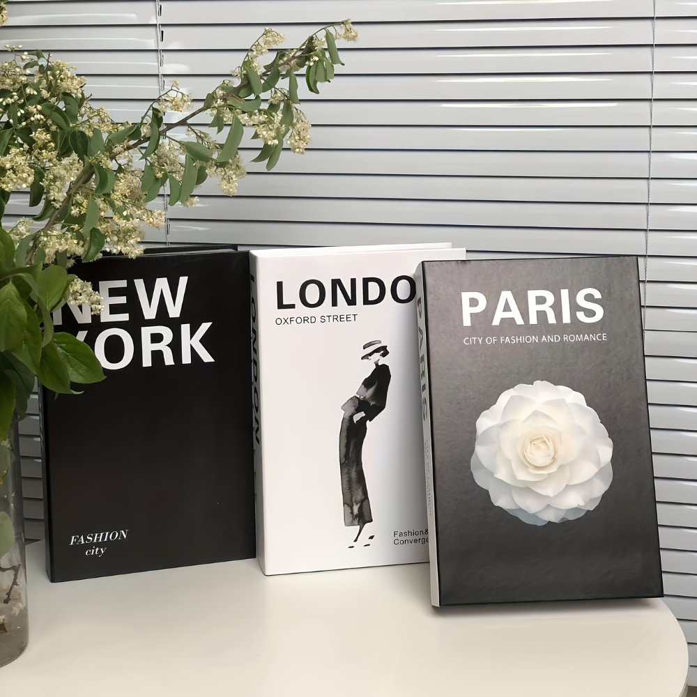 Kit 3 Livros Decorativos Faux – New York, London e Paris