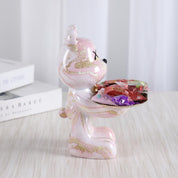 Escultura Urso Graffiti Art com Bandeja em Aço Inox – Peça Única de Design 20cm