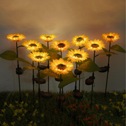 Luminária Solar de Girassol para Jardim – LED Impermeável com 3 Flores