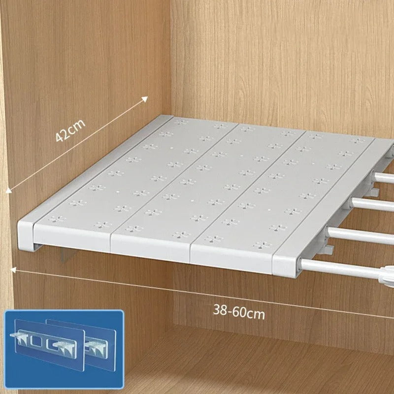 Prateleira Expansível sem Furos – Organizador Ajustável para Armários