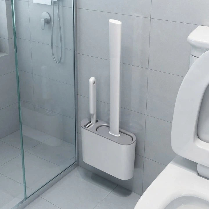 Kit Escova de Silicone para Vaso Sanitário 2 Em 1 Com Base e Mini Escova de Limpeza