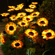 Luminária Solar de Girassol para Jardim – LED Impermeável com 3 Flores