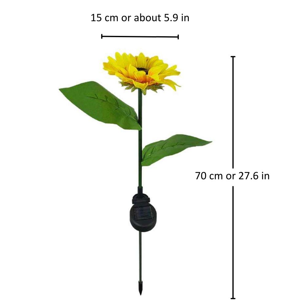 Luminária Solar de Girassol para Jardim – LED Impermeável com 3 Flores