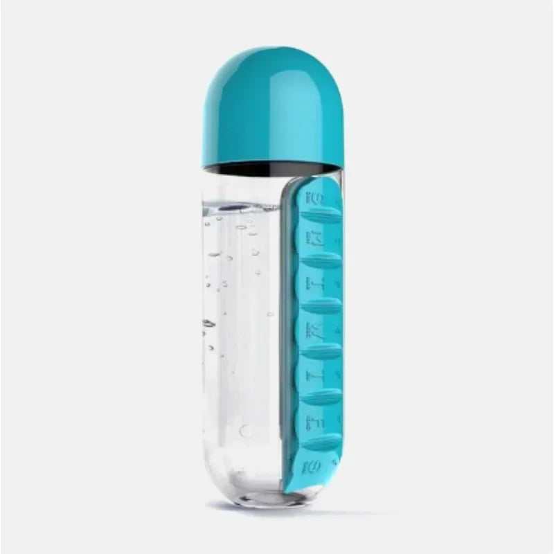 Garrafa AquaOrganize™ com Compartimentos para Remédios e Suplementos