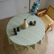 Toalha de Mesa Serra Clara™ em Linho de Algodão com Bordado Geométrico