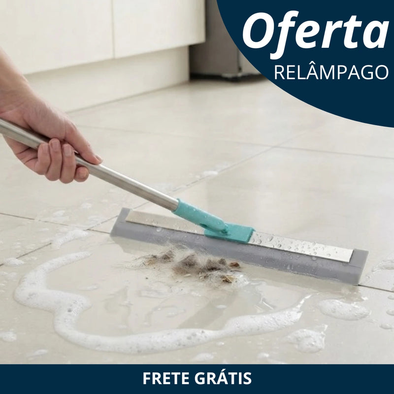 Vassoura Mágica Rodo de Silicone Multiúso Com Cabo de Aço Inox e Gancho