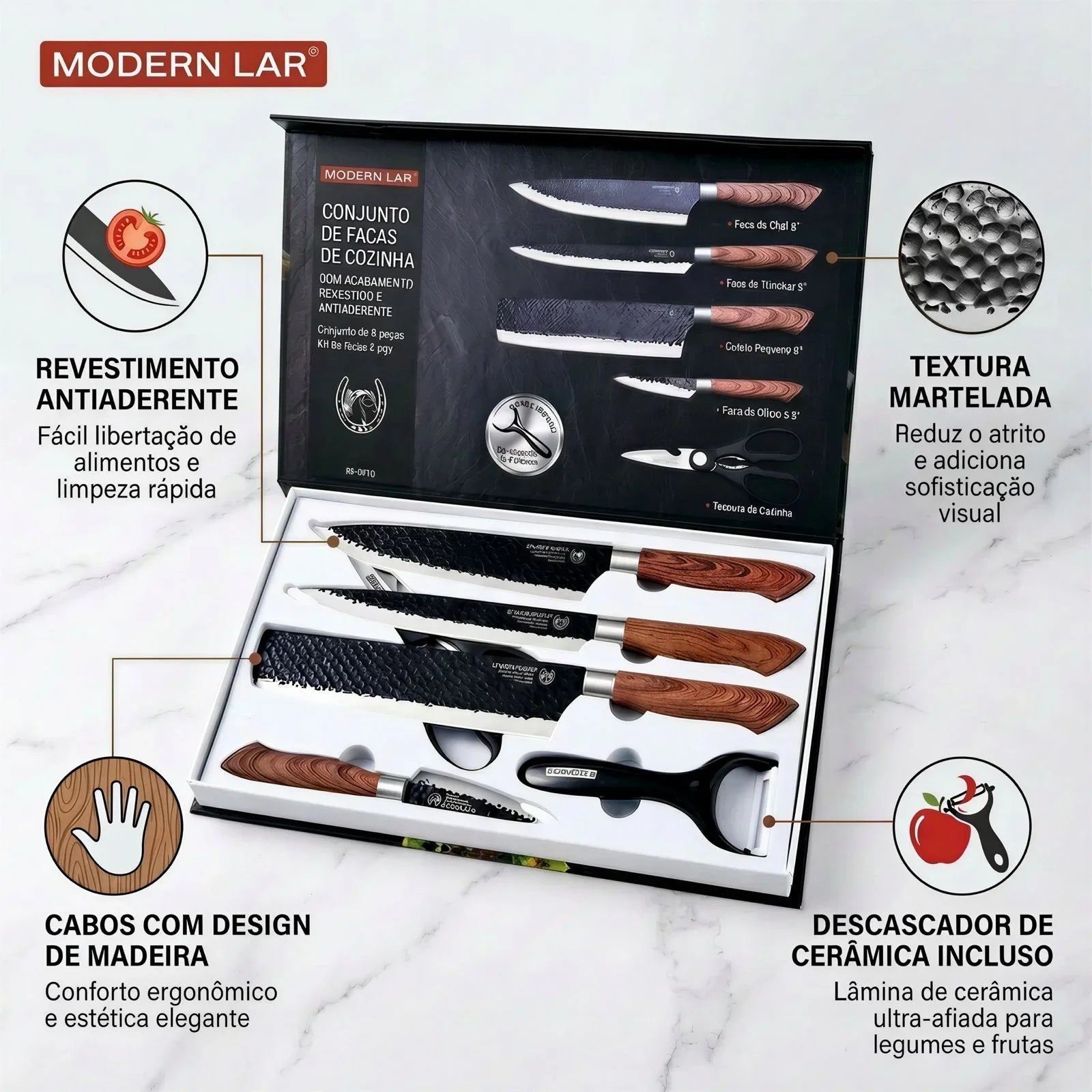 Kit de Facas com 6 Peças Profissionais