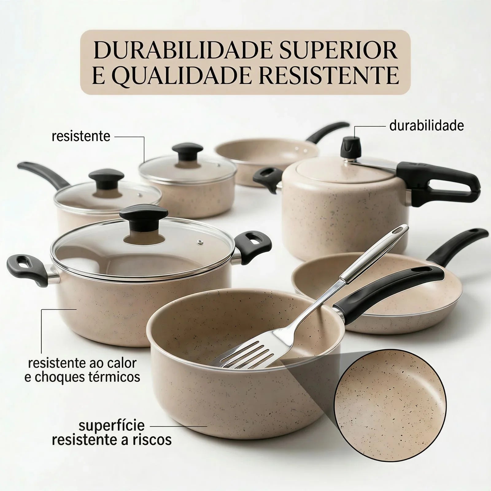 Jogo Panelas 9 Peças Antiaderente  Conjunto Cozinha Completa Com Acessórios Inclusos!