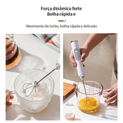 Batedor Misturador Mixer Elétrico Portátil Para Bebidas Leite Café Clara de Ovo 2 em 1