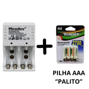Kit Carregador de Pilhas AAA Bivolt + Pilhas Recarregáveis