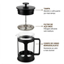 Cafeteira Prensa Francesa - Coffee Press em Vidro com Filtro em Inox
