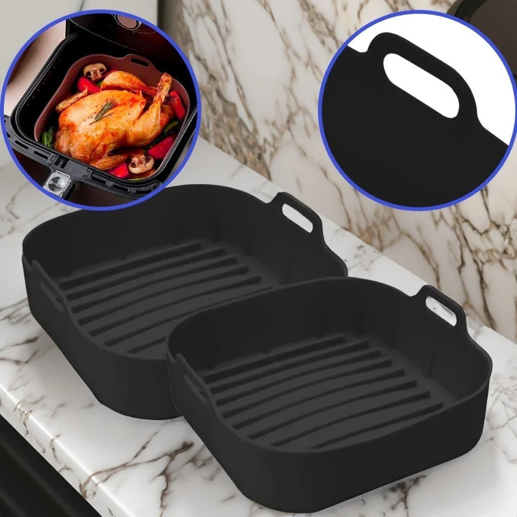 Kit 2 Formas de Silicone Quadrada para Air Fryer