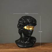 Busto Davi com Máscara Dourada em Resina – Escultura Moderna Arte Abstrata para Mesa