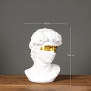 Busto Davi com Máscara Dourada em Resina – Escultura Moderna Arte Abstrata para Mesa