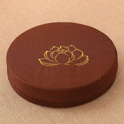Almofada de Meditação em Linho com Bordado de Lótus – Tatami 40x6cm Lavável