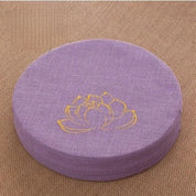 Almofada de Meditação em Linho com Bordado de Lótus – Tatami 40x6cm Lavável