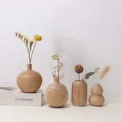 Conjunto de Vasos de Madeira Estilo Japonês – Decoração Minimalista e Natural