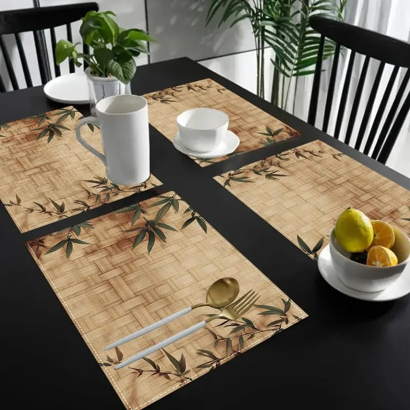 Jogo Americano de Bambu com Folhas Entrelaçadas – Kit 4, 6 ou 8 Peças 30x45cm
