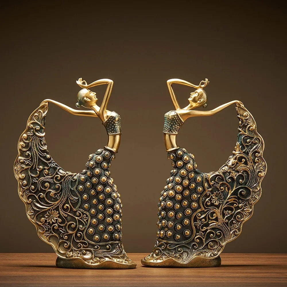Escultura Decorativa Dançarina Pavão em Cerâmica – Arte Abstrata de Luxo 28,5cm