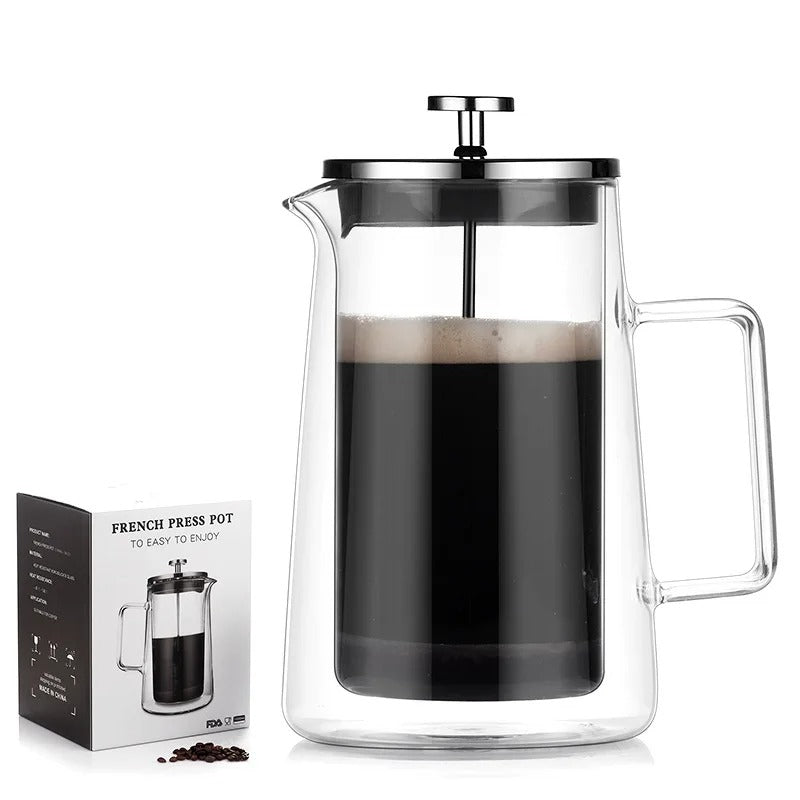 Cafeteira Prensa Francesa em Vidro Borossilicato – 350ml, 650ml e 1000ml
