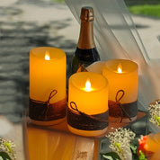 Kit 3 Velas LED com Chama Dançante – Sem Fio, com Corda Rústica Decorativa