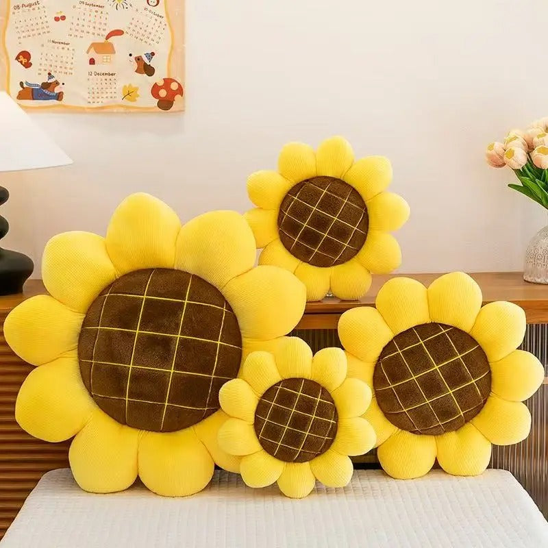 Almofada de Pelúcia em Formato de Girassol – Decorativa e de Assento