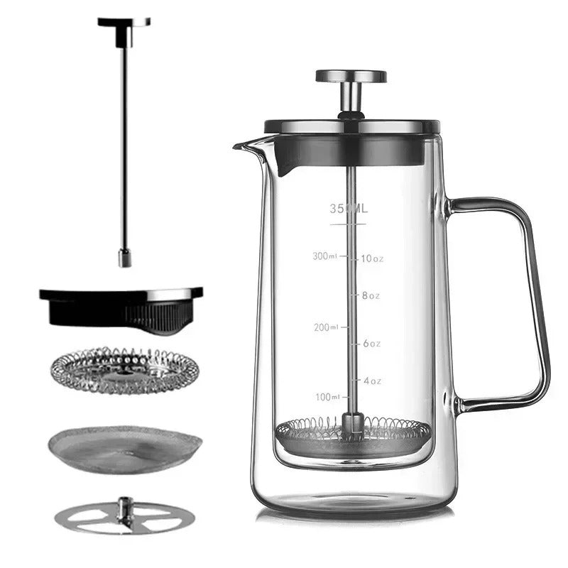 Cafeteira Prensa Francesa em Vidro Borossilicato – 350ml, 650ml e 1000ml