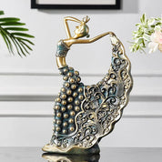 Escultura Decorativa Dançarina Pavão em Cerâmica – Arte Abstrata de Luxo 28,5cm