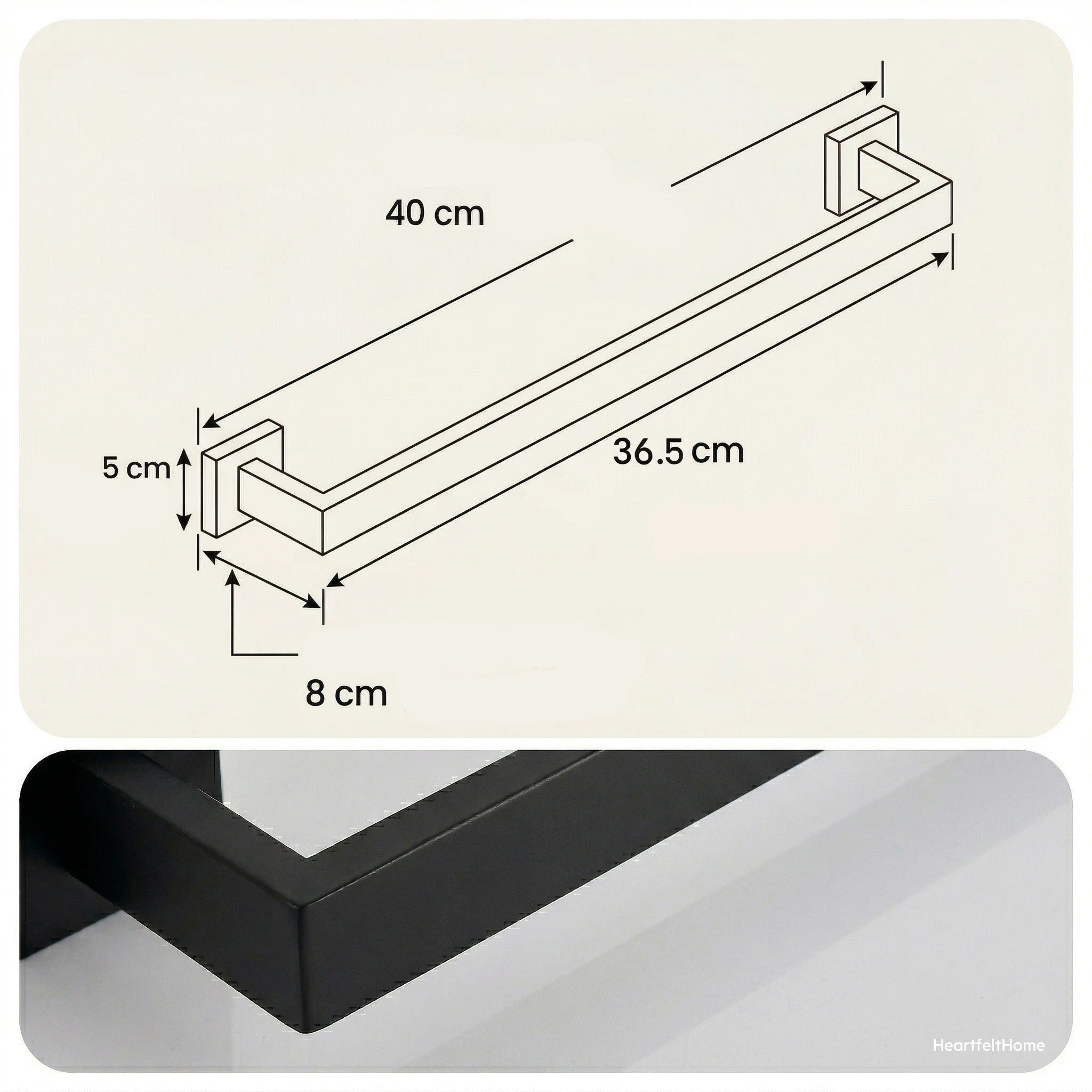 Porta-Toalhas de Parede em Aço Inoxidável – 40cm sem Furos com Gancho