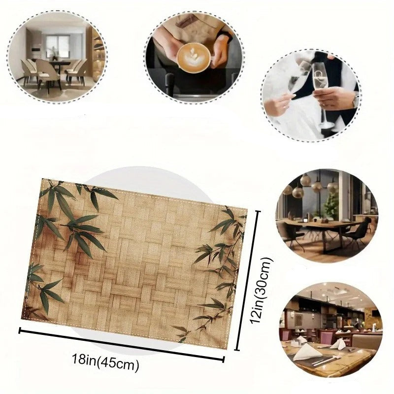 Jogo Americano de Bambu com Folhas Entrelaçadas – Kit 4, 6 ou 8 Peças 30x45cm