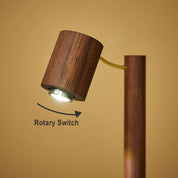 Luminária de Mesa Retrô em Madeira com Interruptor Rotativo