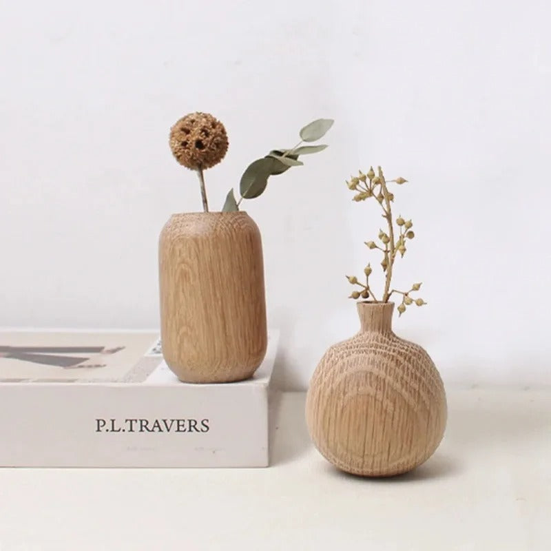 Conjunto de Vasos de Madeira Estilo Japonês – Decoração Minimalista e Natural