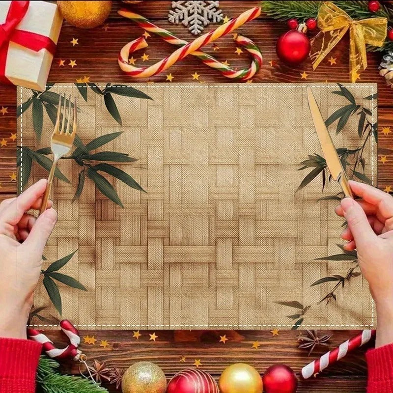 Jogo Americano de Bambu com Folhas Entrelaçadas – Kit 4, 6 ou 8 Peças 30x45cm