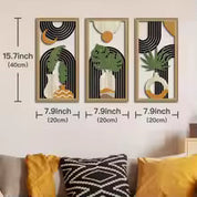Kit 3 Quadros de Parede em Madeira Oca Estilo Boho