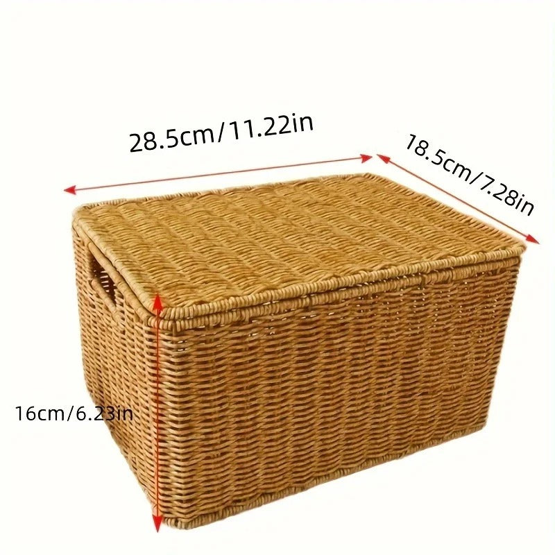 Cesta de Vime com Tampa – Organizador Natural para Quarto, Banheiro e Cozinha