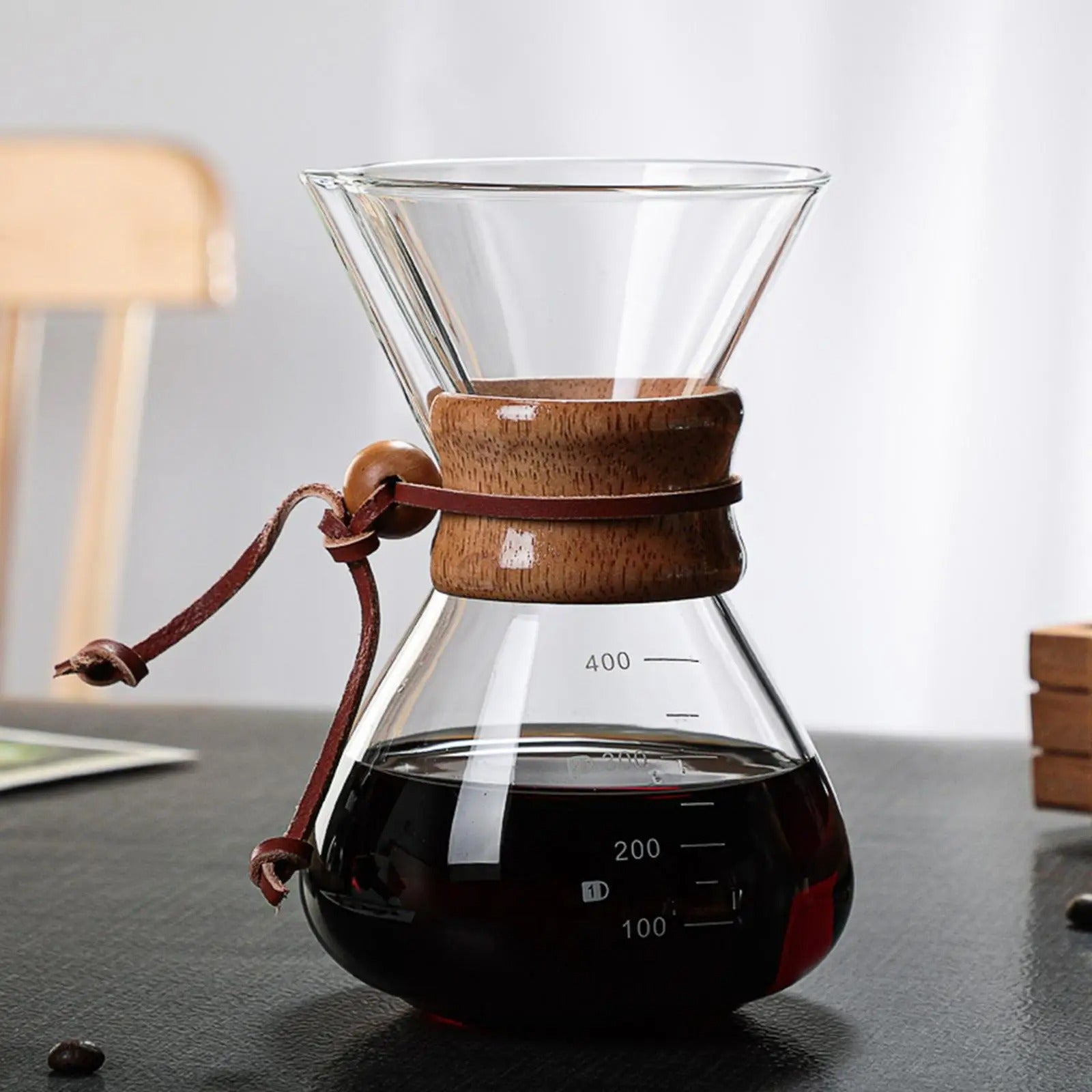 Cafeteira Pour Over 400ml com Filtro Reutilizável em Aço Inoxidável