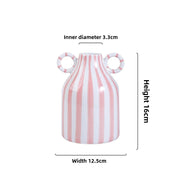 Vaso de Cerâmica Listrado com Alças Duplas – Estilo Nórdico Moderno 16cm