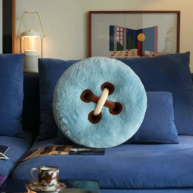 Almofada Decorativa Redonda em Formato de Botão – Macia e Divertida 40cm