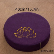 Almofada de Meditação em Linho com Bordado de Lótus – Tatami 40x6cm Lavável