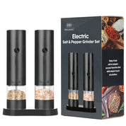 Kit Moedor Elétrico de Sal e Pimenta Recarregável – 2 Unidades com Ajuste de Granulometria
