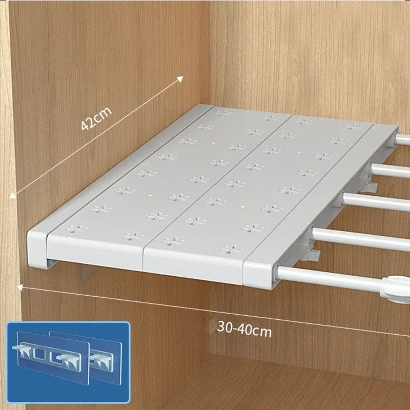 Prateleira Expansível sem Furos – Organizador Ajustável para Armários