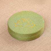 Almofada de Meditação em Linho com Bordado de Lótus – Tatami 40x6cm Lavável