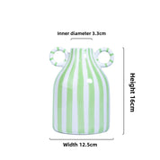 Vaso de Cerâmica Listrado com Alças Duplas – Estilo Nórdico Moderno 16cm